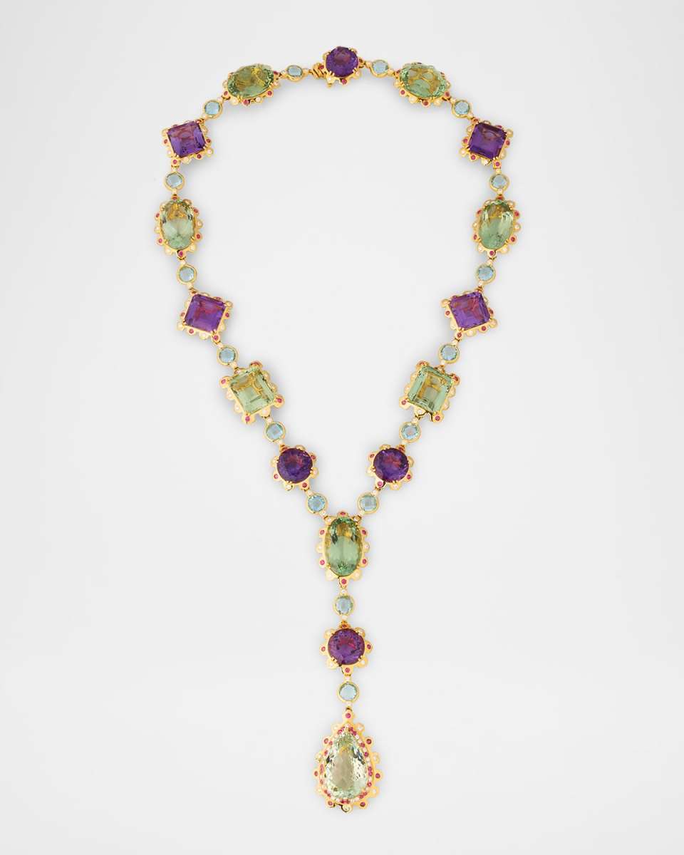 Royale 18K Yellow Gold Mixed-Stone Necklace, 20"